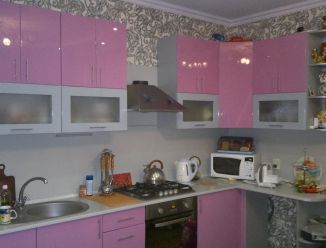 Нежно-розовая кухня МДФ крашенный (глянец)
